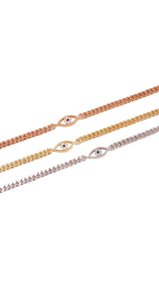 925 Silver Good Luck Evil Eye Bracelet