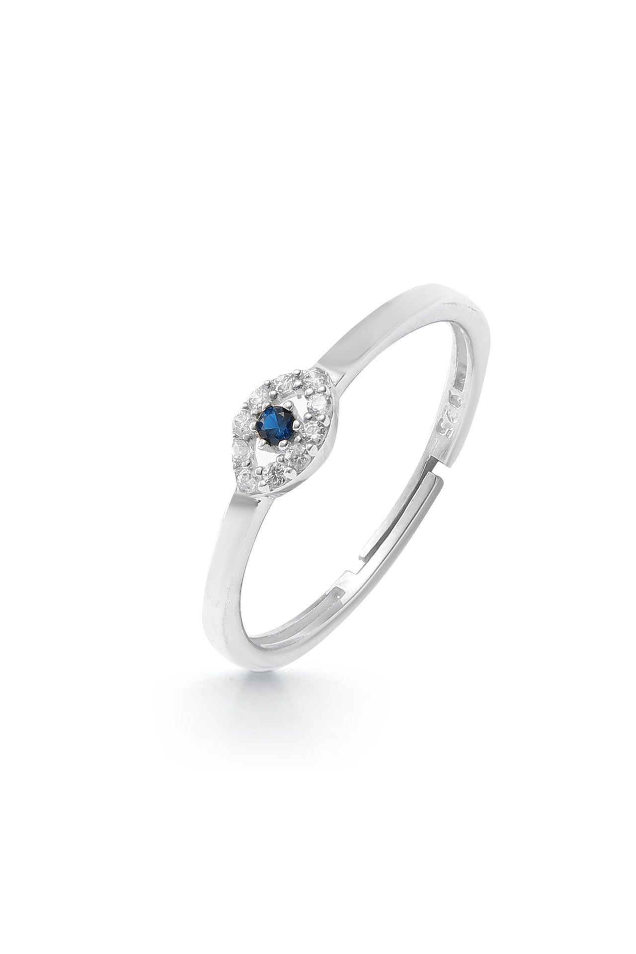 Minimalist 925 Sterling Silver Ring with Evil Eye
