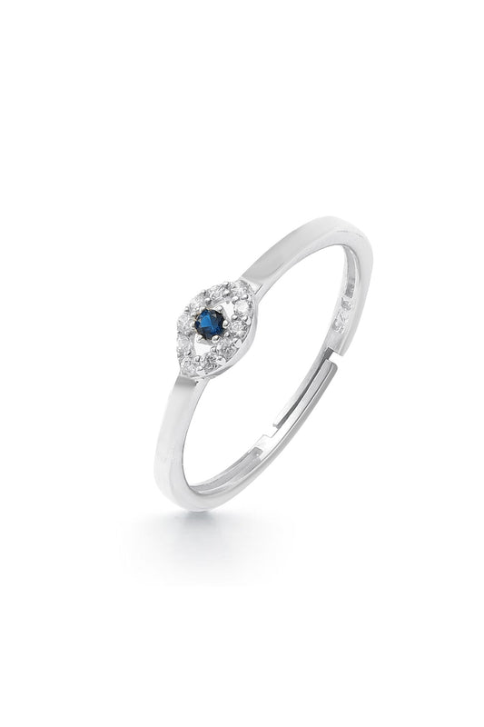 Minimalist 925 Sterling Silver Ring with Evil Eye