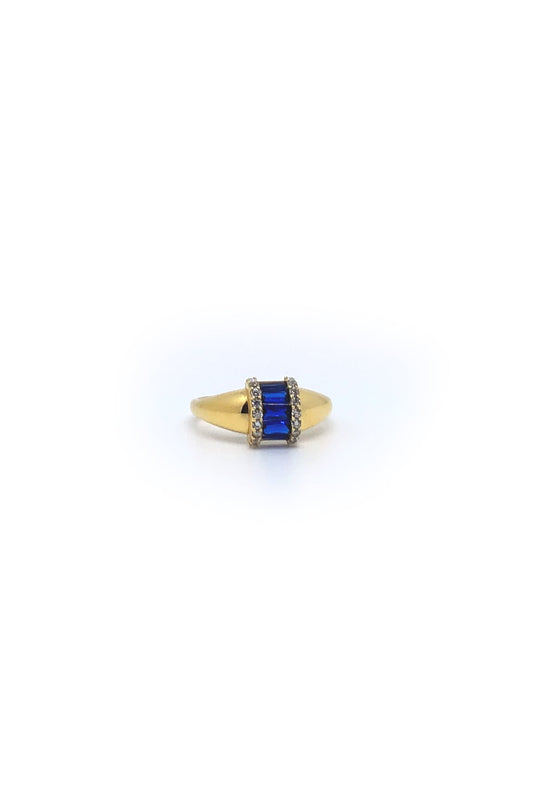 Birthstone Silver-Coated Baguette Ring