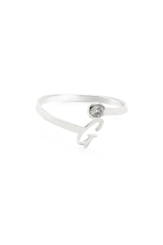 Birthstone Initial Ring in Silver