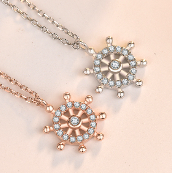 Fashion CZ Rudder 925 Sterling Silver Necklace